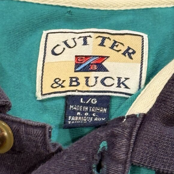 Vintage 90s Mickey Mouse Cutter & Buck Blue Golf Pinstripe Polo Shirt Mens Large - Picture 8 of 13